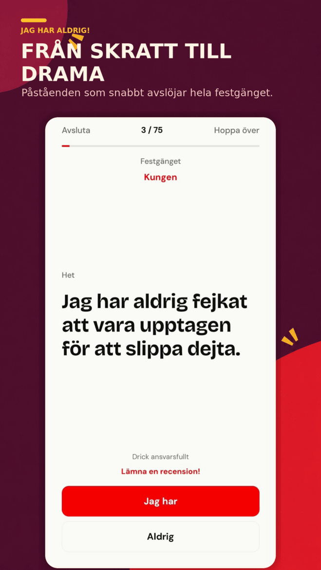 Jag Har Aldrig dramatic question round